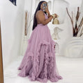 European and american cross-border women's fashion:  spring new arrival - sexy and elegant halter neck high-waisted design purple sleeveless dress
