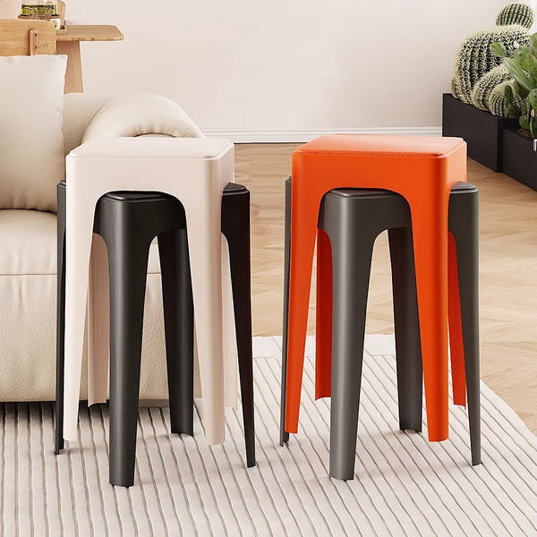 Premium plastic square stool household modern simple stackable thickened soft bag high stool restaurant spare extra thick