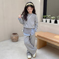 Girls'  new spring/autumn long-sleeve korean style three-piece set: girl's sweatshirt, wide-leg pants, spring outfit, loose fit