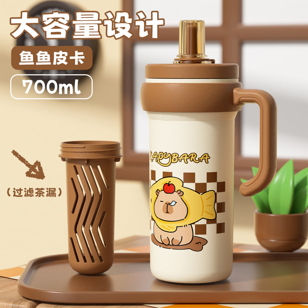 Capybara 316 stainless steel straw insulated tumbler - stylish design for women, perfect for office coffee and outdoor use