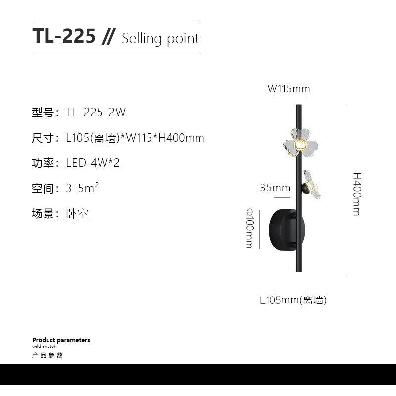 Wall lamp light luxury personality creative bedroom led bedside lamp Nordic simple modern living room TV series background wall lamp