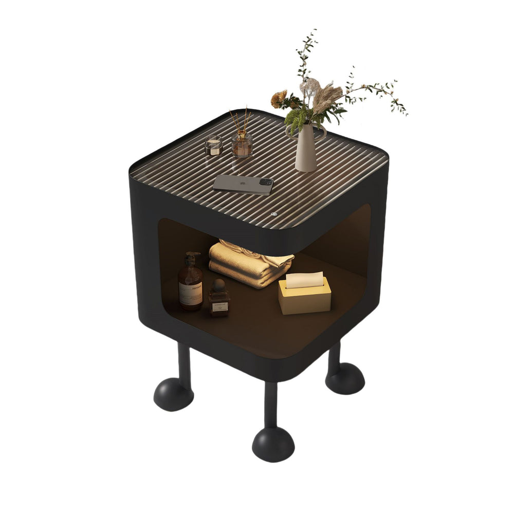 Cute cream style bedside table with lamp for home bedroom bedside side cabinet storage shelf small coffee table casual side table