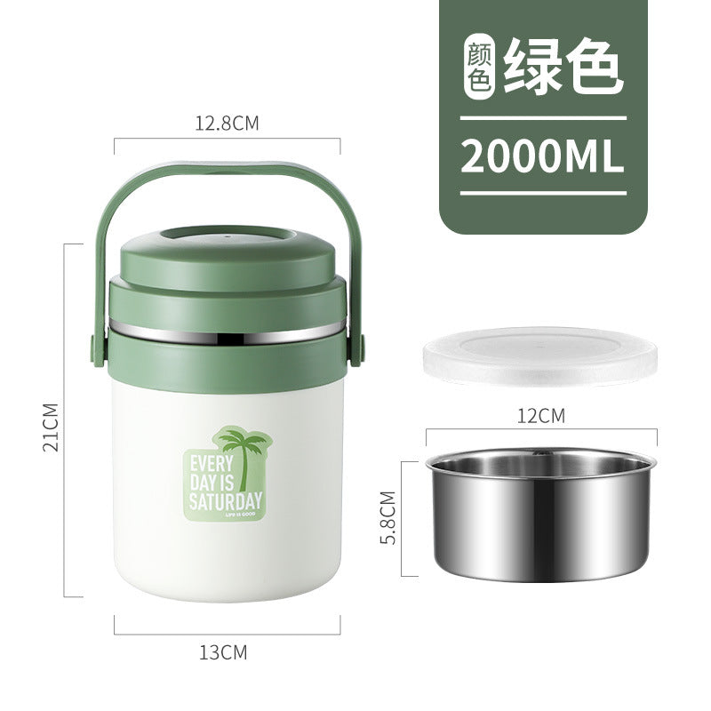 Stainless steel double-layer insulated lunch box, insulated lunch bucket, canteen food carrier, office worker meal delivery, multi-layer food container, gift