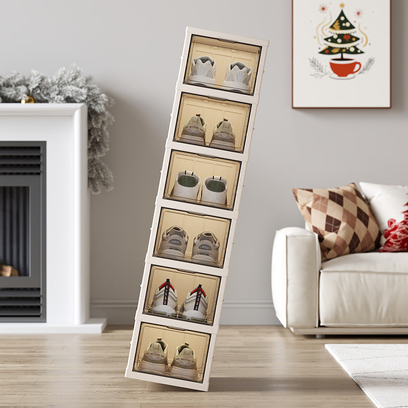 Dust-proof shoe cabinet Household foldable shoe storage box Large capacity plastic shoe box Transparent sneaker display box Shoe rack