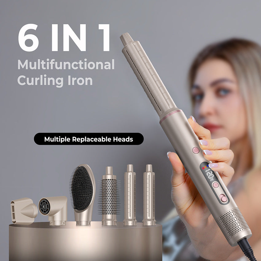 Cross-border high-speed hot air comb 6-in-1 automatic curling iron hair straightener comb hair dryer multi-functional hair dryer comb set