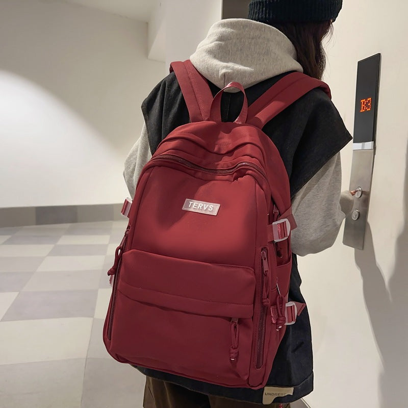 School bag for male college students, simple and versatile backpack for girls, small and fresh new trendy high school students, college style backpack