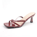 2025 niche style versatile square toe open toe roman sandals summer outdoor wear stiletto high heel slippers for women