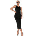 ready-to-ship european and american women's clothing,  spring/summer collection: solid color, slim-fit, sexy, cutout tank dress for export