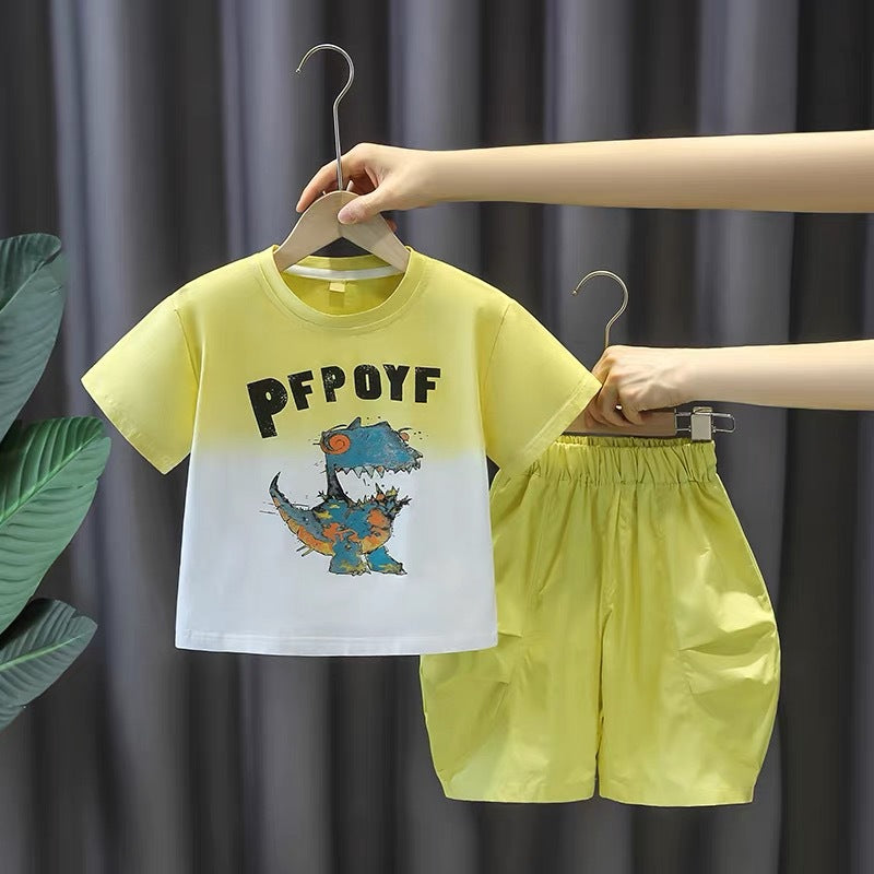 Boys' summer outfit  new summer collection - stylish short-sleeve top and shorts set for boys, wholesale for toddlers and young children