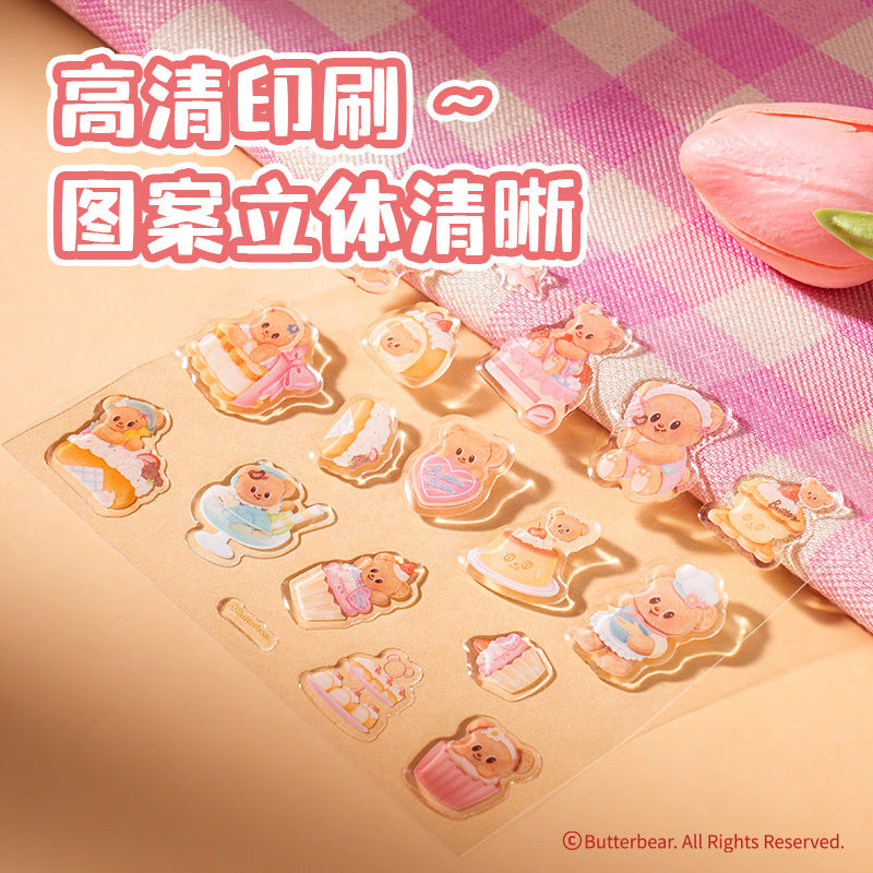 Deli HY242 Butter Bear Epoxy Sticker Cute Cartoon Children's DIY Cake Bear Ledger Sticker