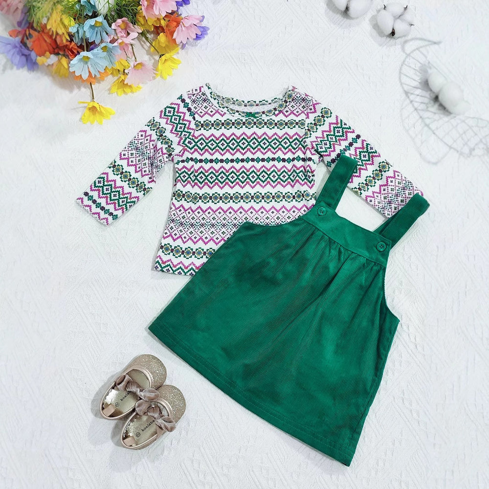 Export original single baby dressspring & fall suit dress style baby suspender skirt + pure cottont suit