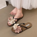 New floral fairy style french open-toe slides for women - 2025 summer beach vacation chic sandals