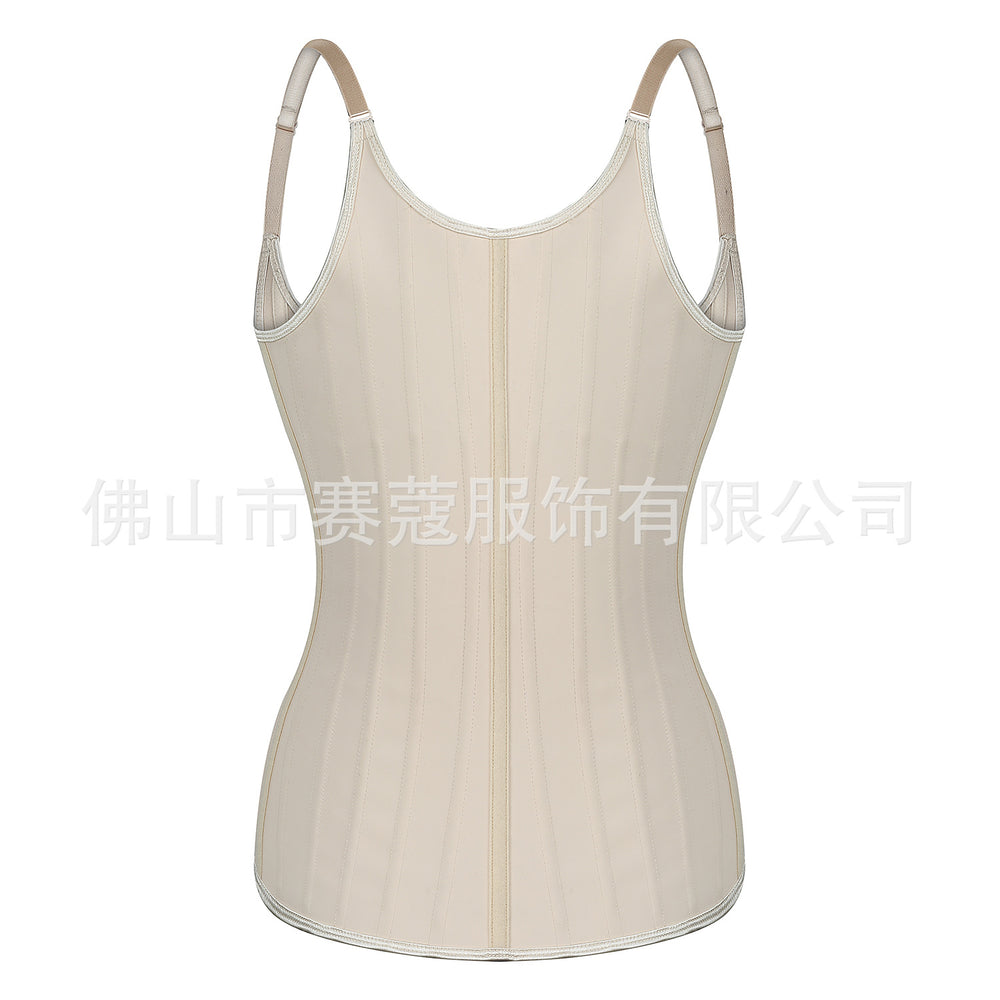 Latex shapewear 25 steel bone rubber buttoned breast support silm vest body shaping tummy control tight sports vest personalized