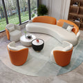 Commercial curved leather sofa office reception coffee table hotel sales center beauty salon reception negotiation table and chair set
