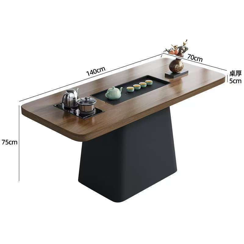 Modern minimalist small apartment balcony solid wood tea table and chair set with integrated tea tray and kettle - 2024 new arrival