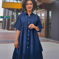 Summer  cross-border plus size women's fashion: european and american street style new trendy denim short-sleeve slim-fit dress