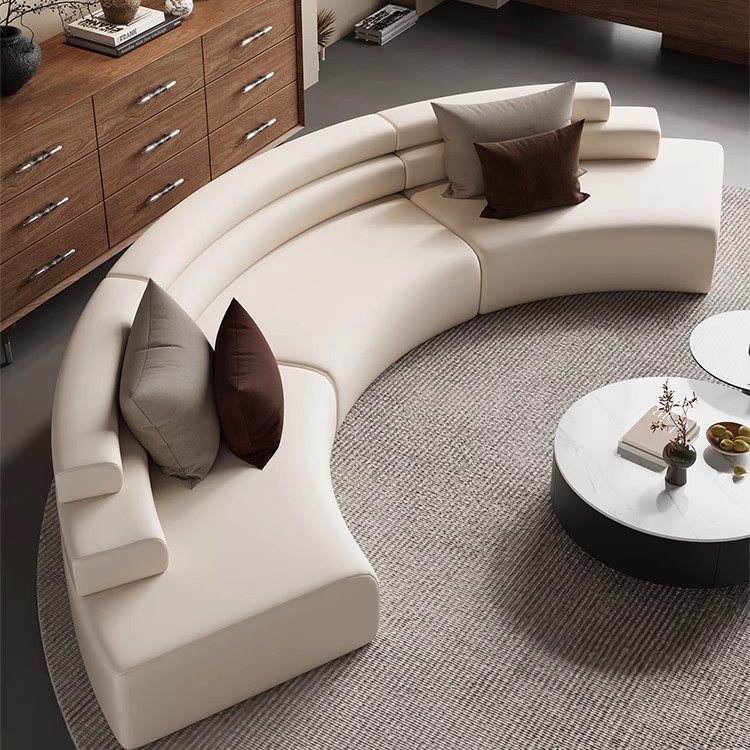 Luxury semi-circular sofa - ideal for salons, hotel lobbies, reception areas, and office spaces - unique leather art sofa chair