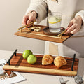 Creative acacia wood double-handle wooden tray - perfect for home baking, fruits, desserts, and tea. wholesale direct from the manufacturer