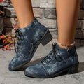 British style boots women's autumn winternew arrivalplus size round toe front tie backretroplaid trendy women's short boots