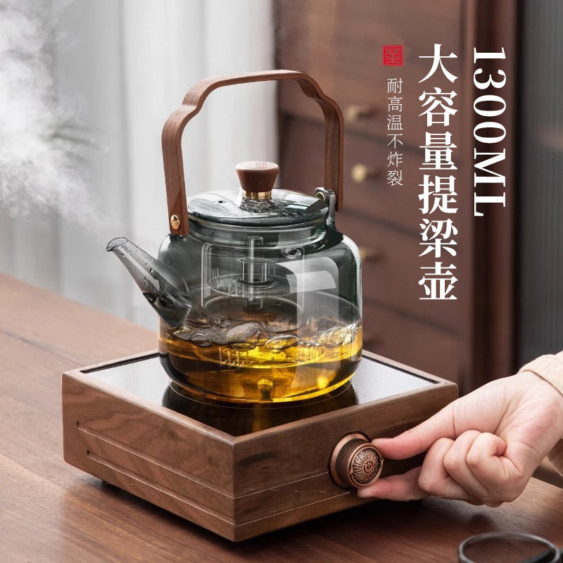 Tea kettle thickened glass handle kettle large capacity tea maker steaming all-in-one health-preserving kettle electric ceramic stove bubble tea kettle