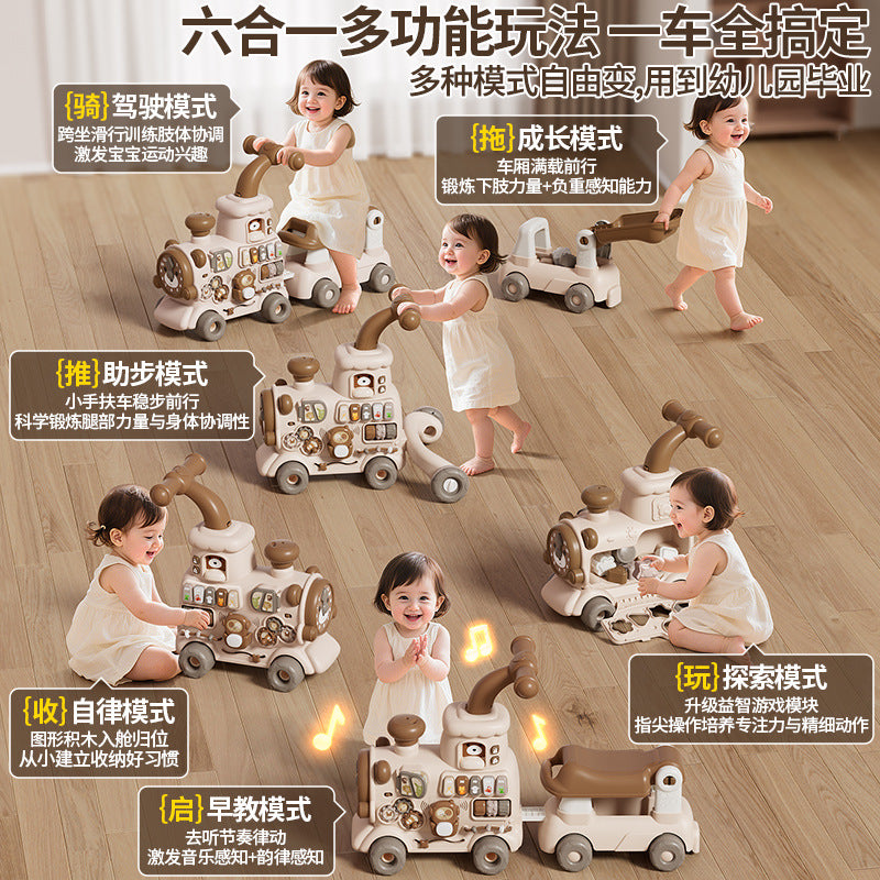 Baby multifunctional 5-in-1 walker stroller, educational anti-tip spray glider, cross-border hot-selling toy