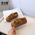 Vancahao kids' tassel birkenstock shoes - new autumn  korean style girls' fashionable colorful beaded casual single shoes