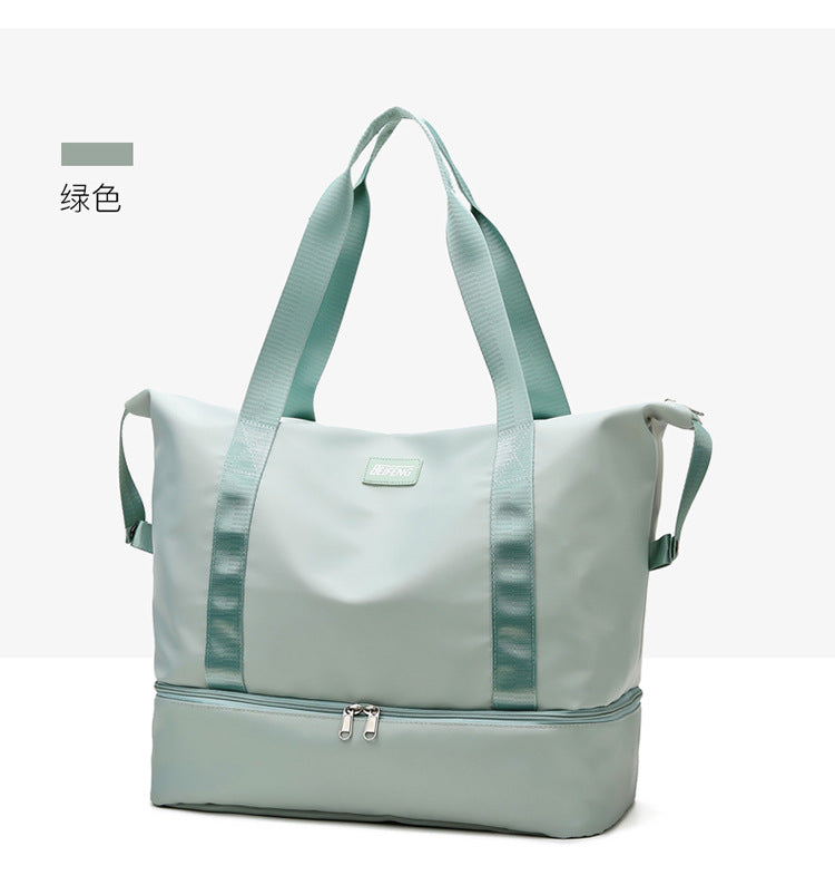 New travel bag women's short-distance portable and lightweight yoga bag can be put on trolley case student large-capacity luggage storage bag