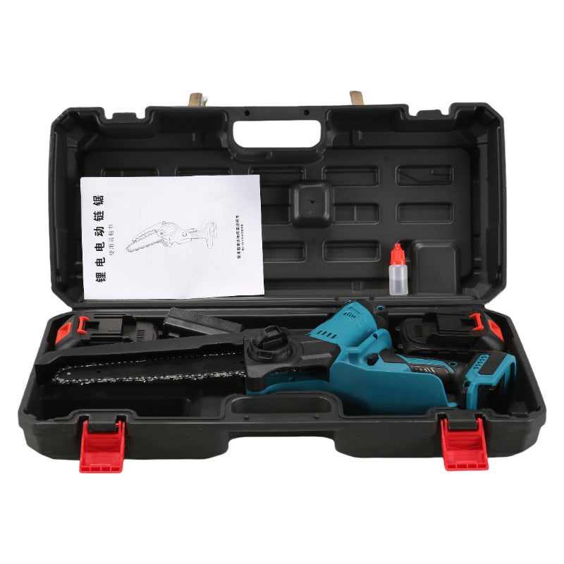 8-Inch lithium battery saw, brushless portable household outdoor handheld one-handed logging and pruning saw charging, lithium battery chain saw