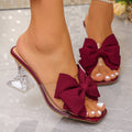 European and american plus size transparent high heel sandals and slippers for women, 2026 summer new style, bowknot square toe crystal chunky heel sandals