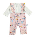 Baby girl's pure cotton butterfly romper with ruffle trim, color-blocked long sleeves, snap closure, easy to put on and take off, perfect for outings and tummy time