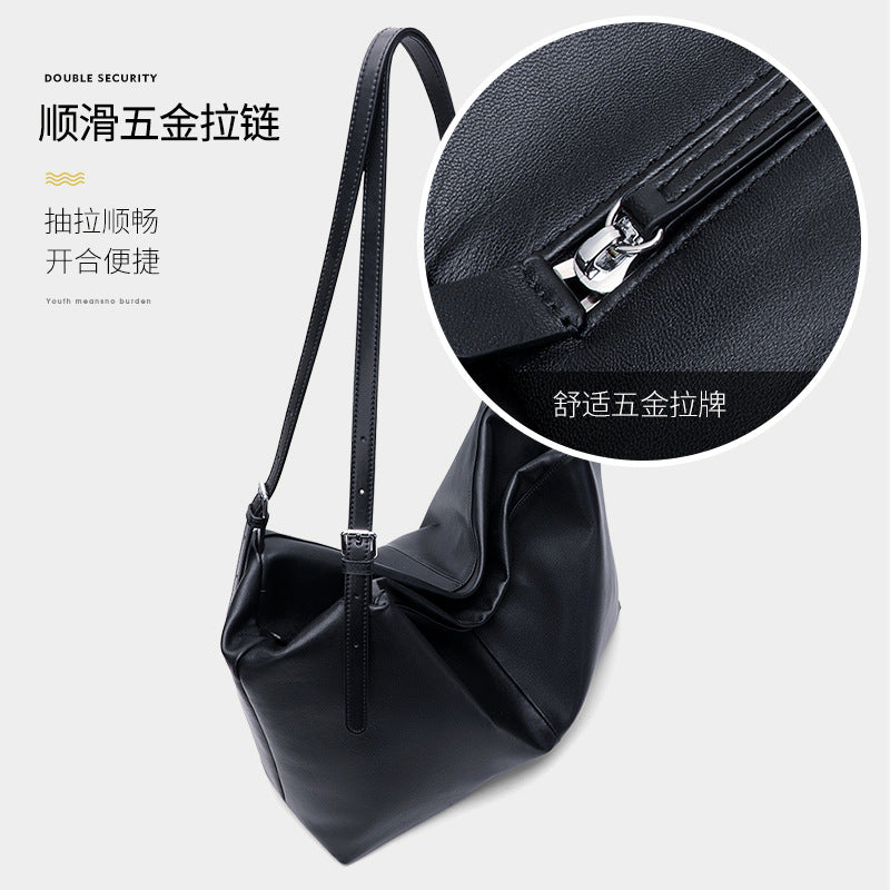 Soft cowhide tote bag women's 2025 autumn and winter new high-end sense large-capacity underarm bag versatile commuter messenger bag