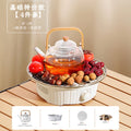 Electric ceramic stove tea set - complete tea brewing kit for home use: includes glass teapot, electric oven, tea cups, fruit plate, and tea accessories