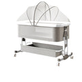 Aluminum alloy baby crib convertible to big bed, multifunctional portable folding children's bed, newborn baby bed with changing table