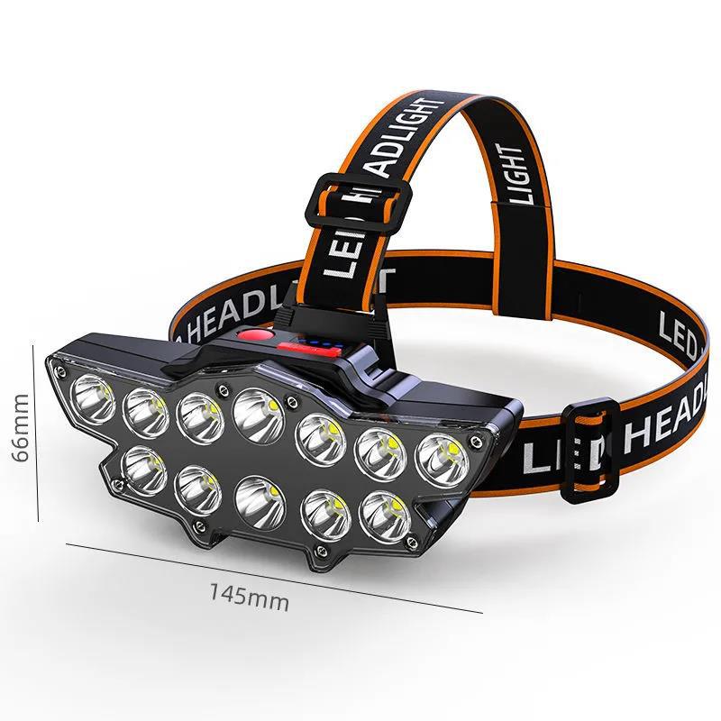 12 headlights strong light super bright rechargeable fishing light long-distance super bright head-mounted LED miner light flashlight A88