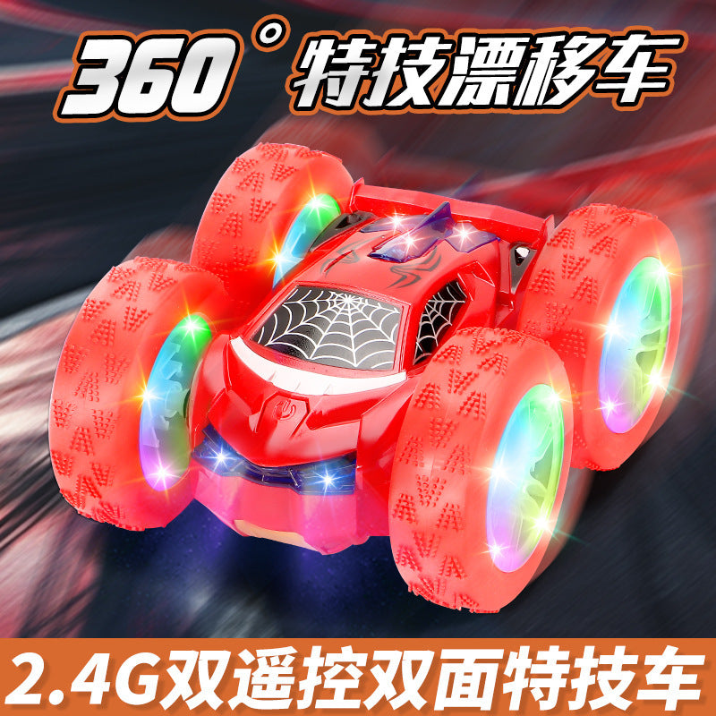 spider double-sided stunt drift car four-wheel drive off-road climbing light stunt rotate remote control car kids toy