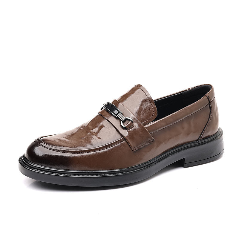Genuine leather men's soft leather soft sole leather shoes thick sole bean shoes business formal work casual daily leather shoes
