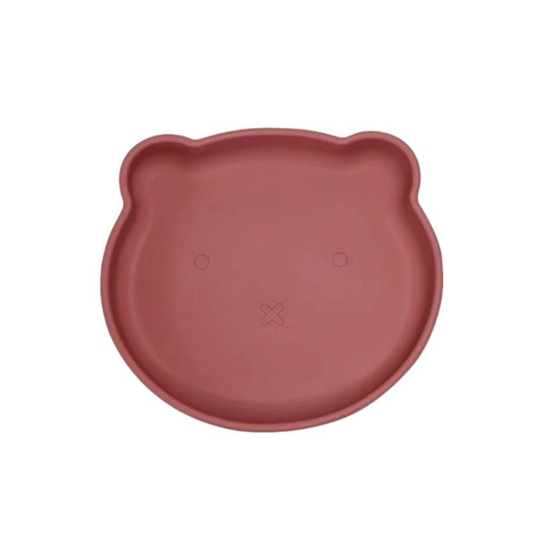 Wholesale baby and maternity products, divided children's training tableware set, baby food supplement bear plate, baby silicone dinner plate