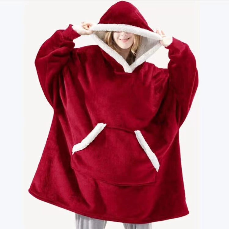 Lazy pullover pajamas, heattech clothing, cashmere tv blanket, hugging hoodie, cold-proof heattech nightgown, home clothes