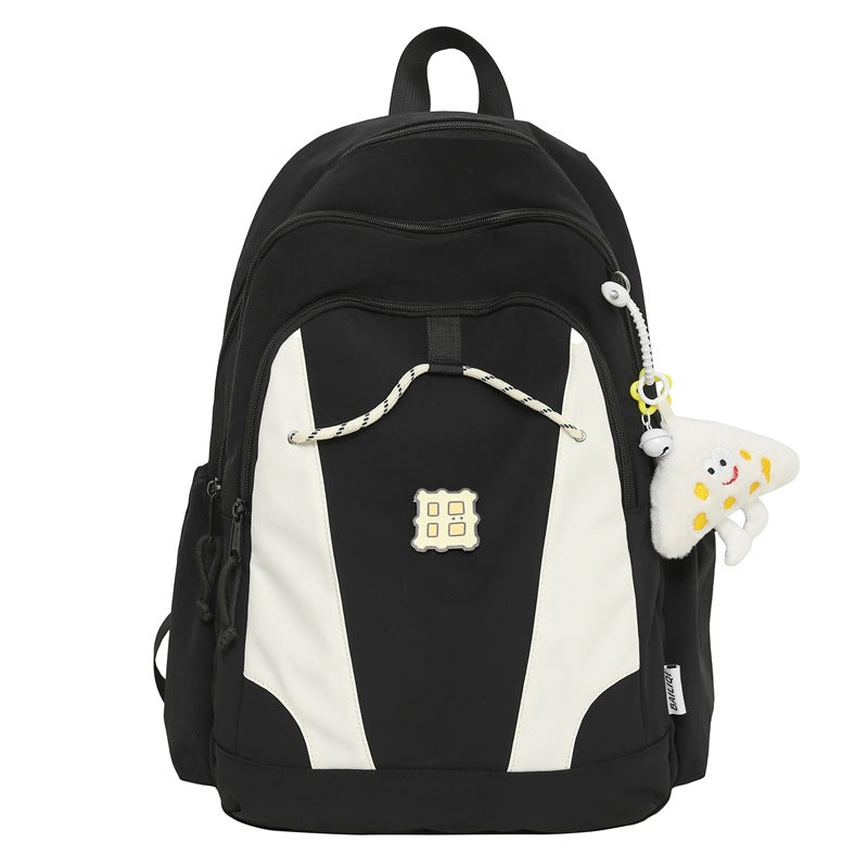 New plush charm backpack - cute japanese style, large capacity, lightweight school bag for middle school girls, plush double shoulder bag
