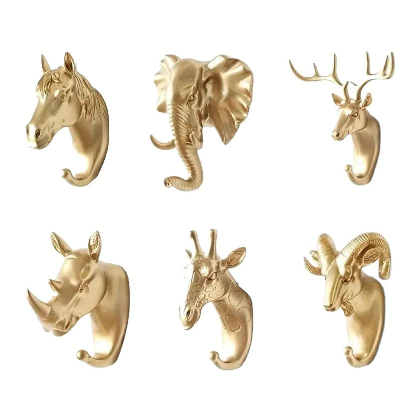 European-style decorative wall hooks - super strong adhesive, no-drill door back hooks, multi-purpose deer head hooks for hanging clothes