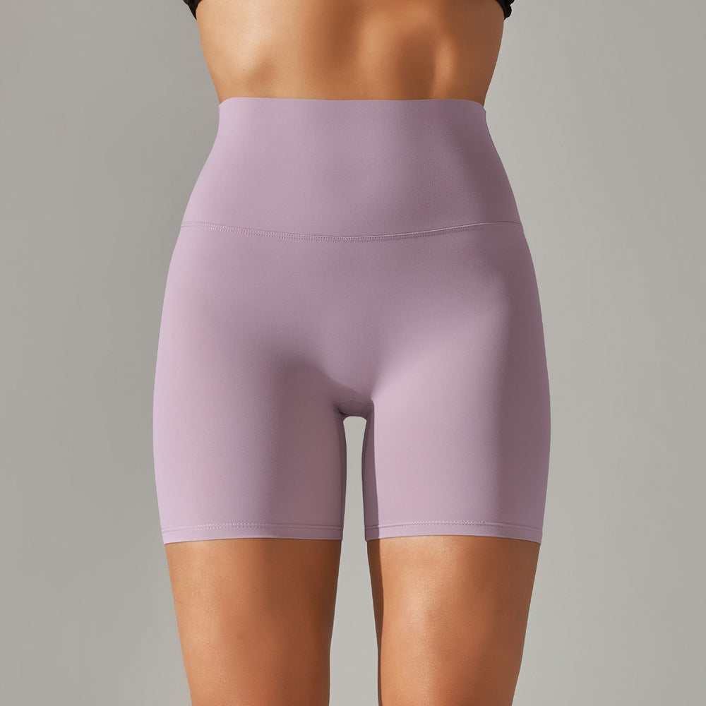 Spring/summer new solid color yoga shorts - double-sided brushed, high-waisted, stretchy, activewear, fitness, 3/4 length yoga pants for women