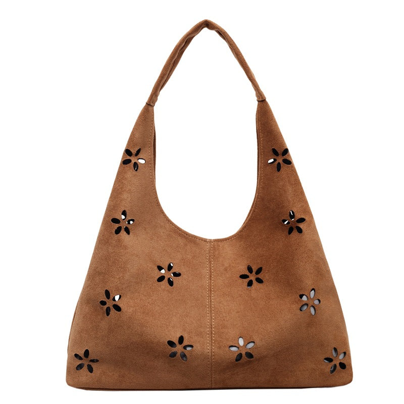 new arrivalcut out frosted bag women's niche style design casual shoulder bag retro large capacity tote bag for women