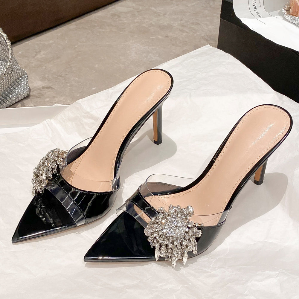 2026 summer new pointed-toe rhinestone high heel sandals - women's european & american sexy stiletto, breathable, lightweight, and versatile sandals