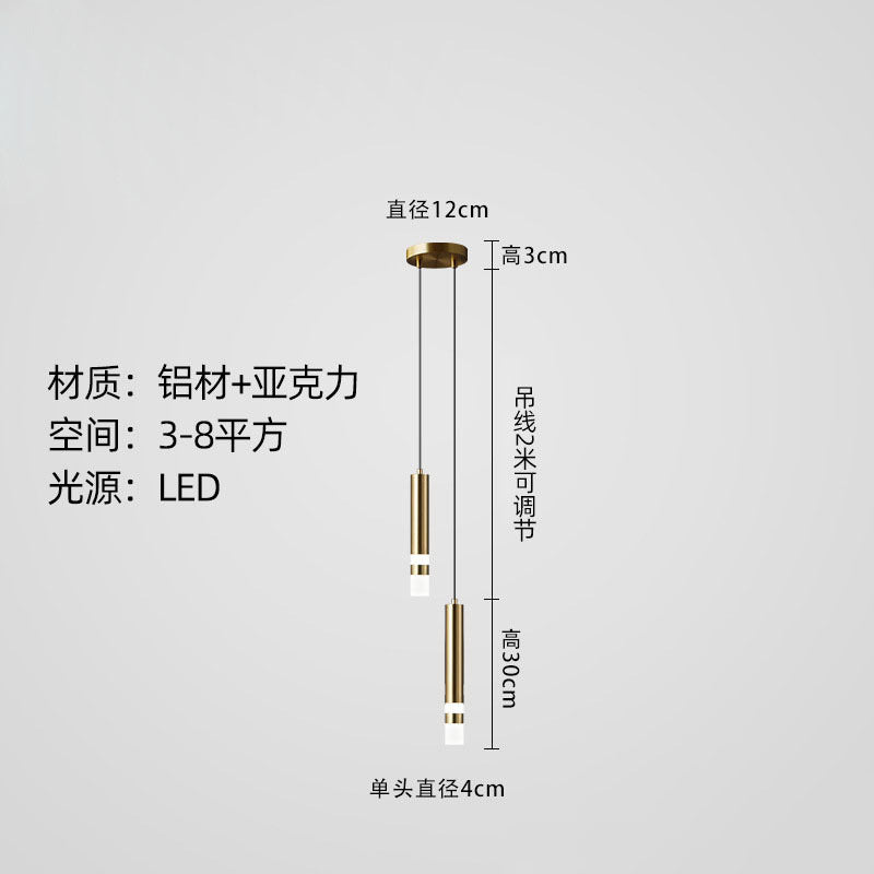 Modern minimalist linear single-head pendant light, italian-inspired light luxury style, suitable for bedrooms, bedside tables, bars, restaurants, and hotels