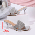 French chic rhinestone flat sandals women's 2026 summer new fashion outdoor wear one-strap plus size sandals
