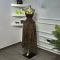 European and american cross-border women's fashion:  summer new sexy leopard print bandeau bodycon maxi slip dress