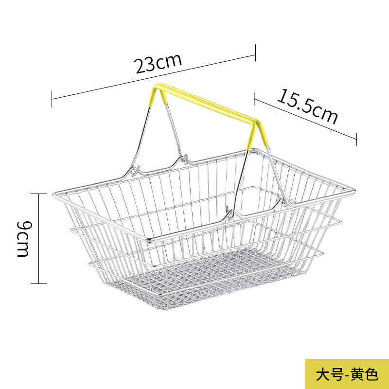 Cross-border  wrought iron simulation shopping basket household cosmetics sundries storage decorative shelf shooting props