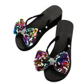 2025 new round-toe flip-flops women's fashion export plus size rhinestone bow minimalist beach sandals