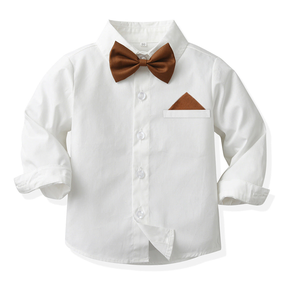 new arrival baby boy spring children's clothing kidssuitlong sleeves shirt overalls boys gentleman's first birthday dress