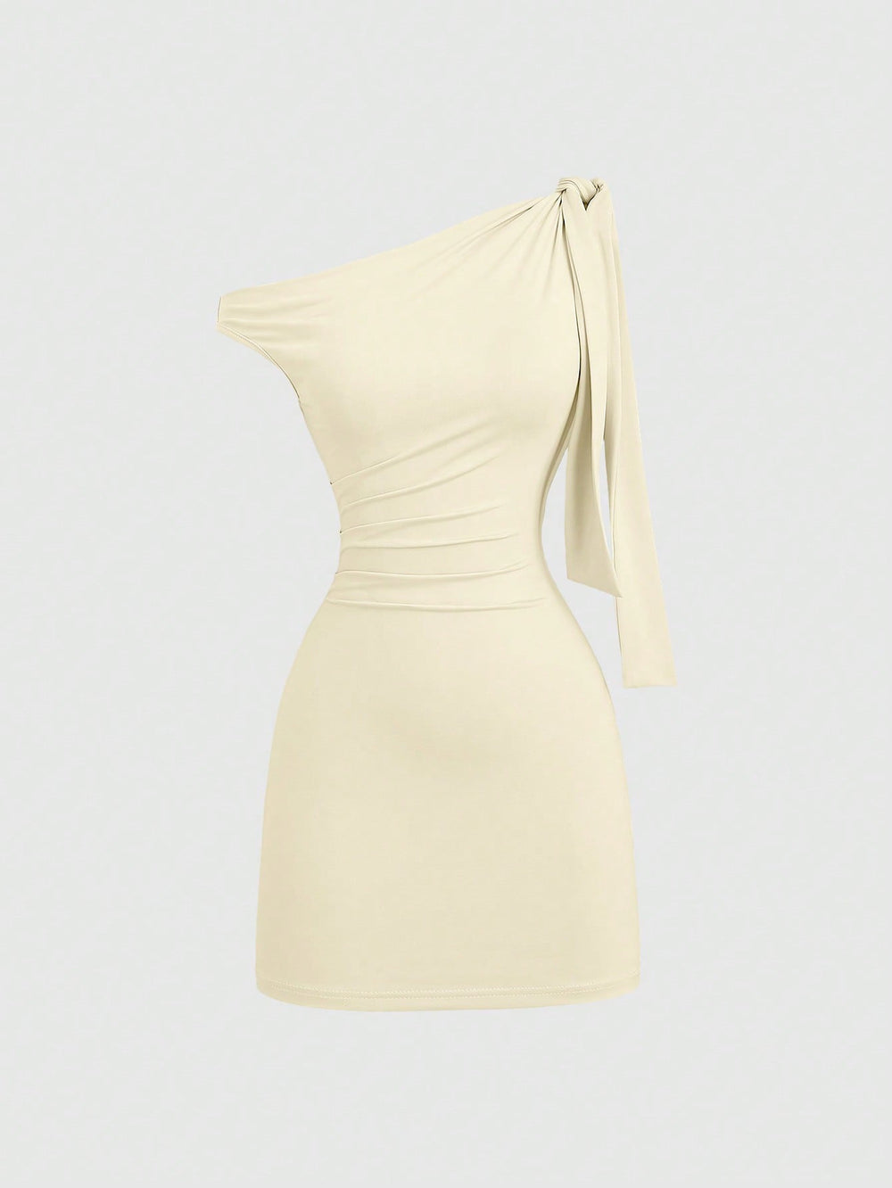European and american style hot girl cross-border new solid color one-shoulder sleeveless patchwork tie-up bodycon mini dress for women